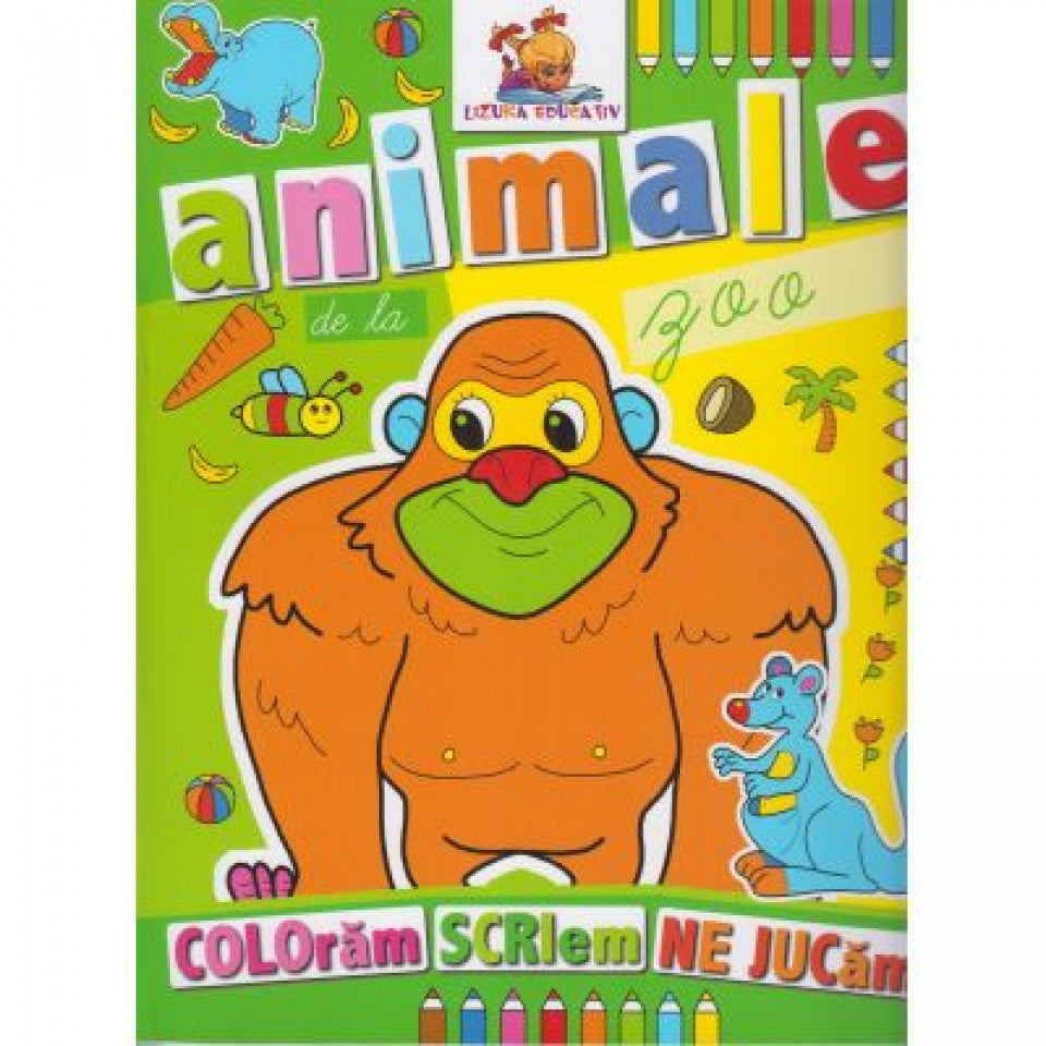 Animale de la Zoo. Carte de colorat