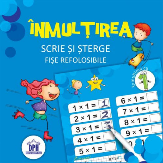 Tabla înmulţirii. Scrie şi şterge. Fişe refolosibile